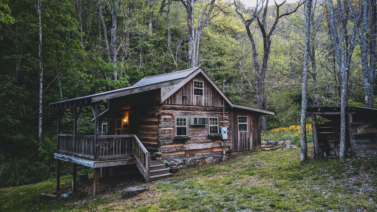 Casa in legno vicino agli alberi durante il giorno