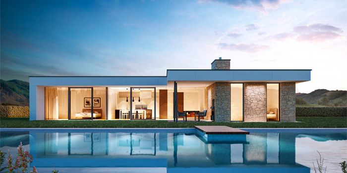 Casa prefabbricata in legno del produttore Wolf Haus con giardino